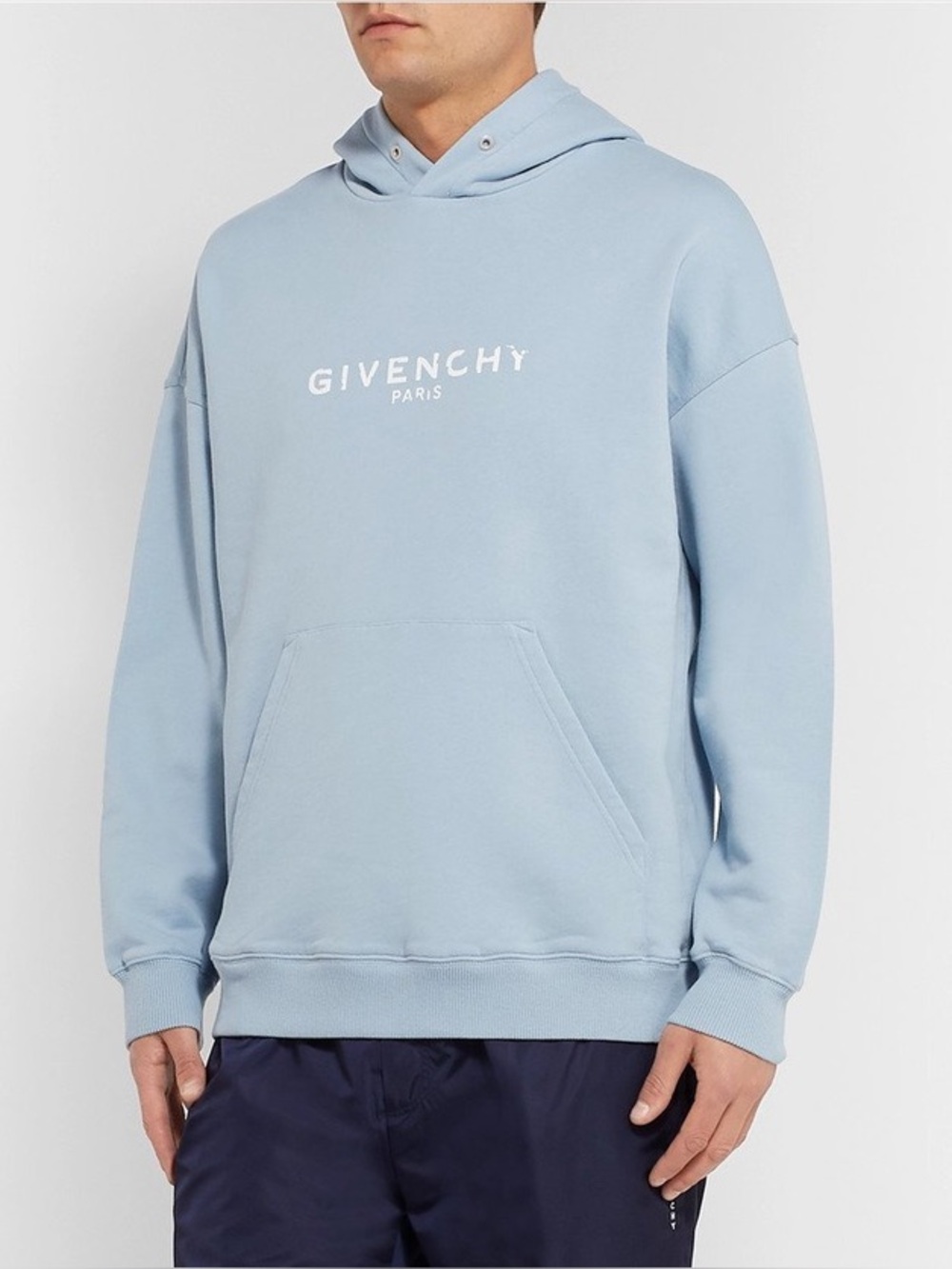 Givenchy - Logo-Print Loopback Cotton-Jersey Hoodie - Light blue